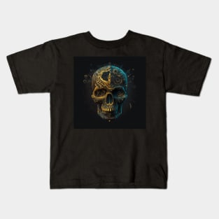 Mechanical human skull, generative Ai Kids T-Shirt